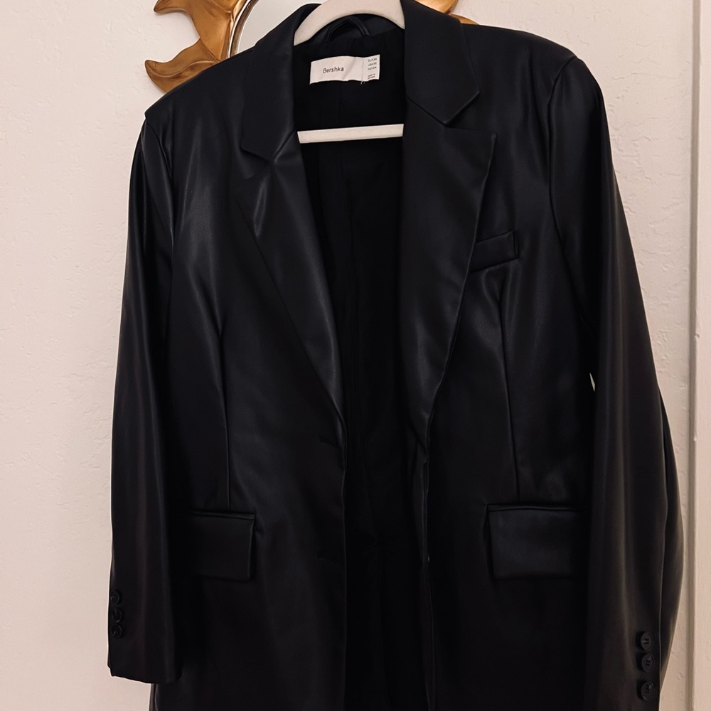 ASOS Chic Faux Leather Black Blazer